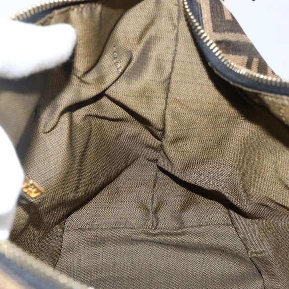 FENDI Zucca Canvas Hand Bag Black Brown Auth 141927 - Picture 12 of 16